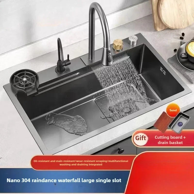 AquaPro Heavy-Duty Stainless Steel Kitchen Sink – Single Bowl | Rectangular | Includes Faucet & Soap Dispenser