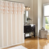 BohoChic SerenityWeave Waterproof Shower Curtain – Beige/Ivory Polyester Fabric, Bohemian Farmhouse Style with Rust-Resistant Metal Grommets