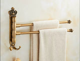 Aurora Brushed Gold Towel Bar – Foldable Aluminum, <20 Inches, Antique Engraved