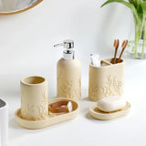 EleganceLine 5-Piece Bathroom Set – Engraved Pattern Resin