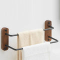 DualLux Double Towel Bar – 19.7–23.6 in | Brushed Aluminum with Black or Gold/Walnut Finish