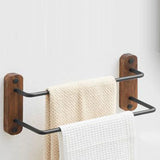 DualLux Double Towel Bar – 19.7–23.6 in | Brushed Aluminum with Black or Gold/Walnut Finish