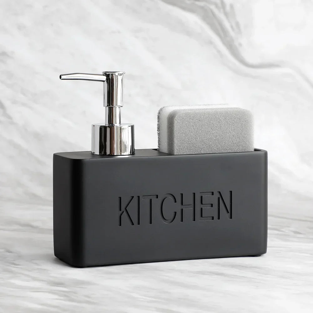 CleanEase 2-in-1 Kitchen Soap Dispenser with Sponge Holder – Modern Countertop Organizer