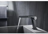 ShadowStream LuxeFall Waterfall Bathroom Faucet – Gun Grey Solid Brass Single-Handle Sink Mixer with Hot & Cold Control