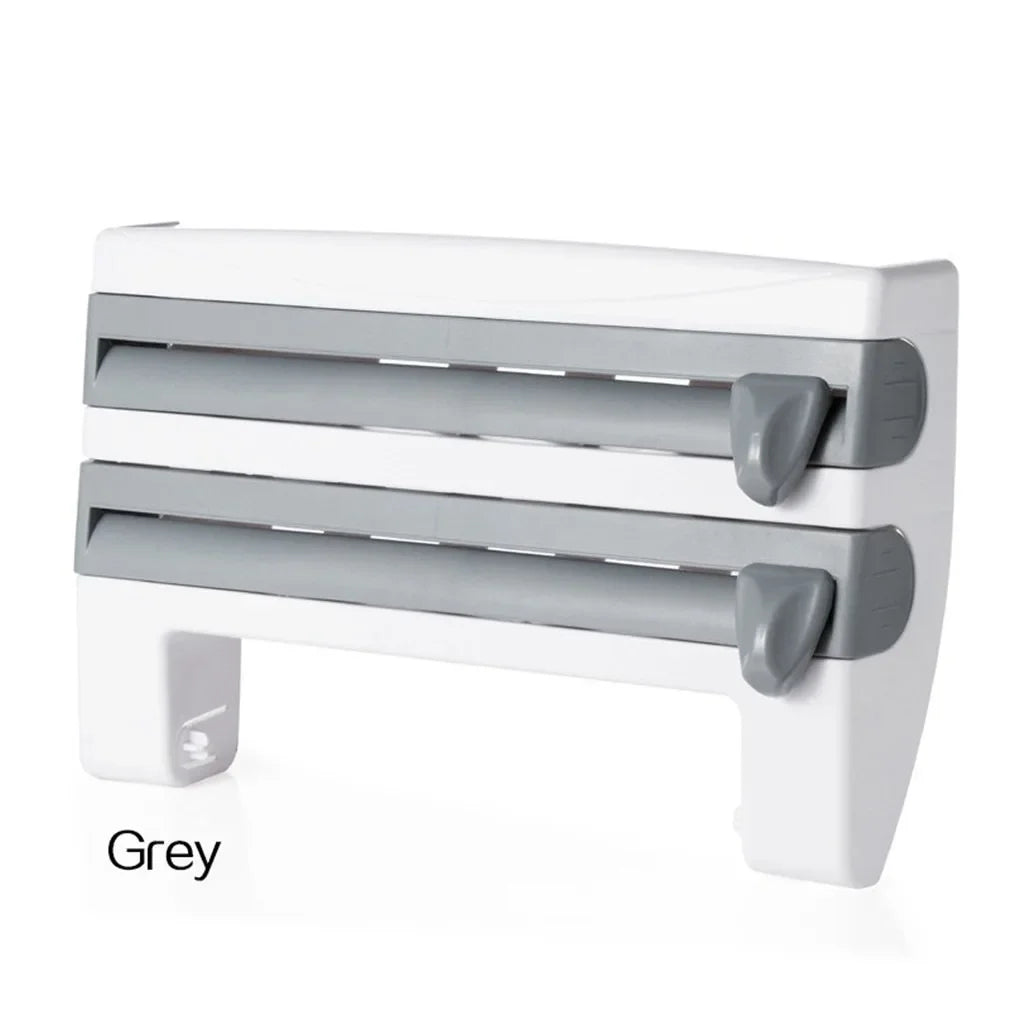 MultiFix 4-in-1 Kitchen Roll Holder – Wall Organizer with Foil Cutter & Bottle Rack