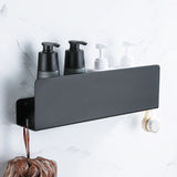 Matte Black Aluminum Wall Shelf Organizer with Hooks – Bathroom Storage Rack | Space Saving | Rustproof Design