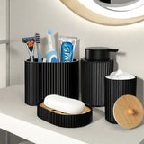 NoirLuxe Bathroom Accessory Set – Modern Black Bath Set with Soap Dispenser & Toothbrush Holder