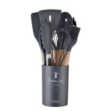 ChefEase – 12-Piece Silicone Kitchen Utensil Set with Wooden Handles