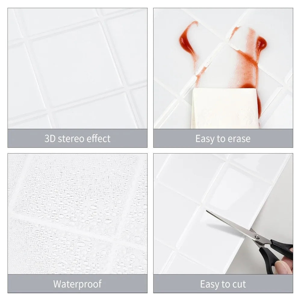 WallStyleX Self-Adhesive 3D Backsplash – Waterproof & Oil-Resistant Tile Stickers (9 x 9 in) for Kitchen & Bathroom