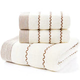 FestiveComfort 3-Piece Luxury Towel Set – 100% Combed Cotton with Jacquard Embroidery