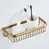 RegalBrass Vintage Antique Brass Bathroom Hardware Set – 5-Piece Wall-Mounted Bath Accessory Collection with Toilet Brush Holder