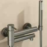 Wall Mounted Bathtub Faucet with Swivel Spout and Hand Shower – Durable Stainless Steel Hot and Cold Mixer