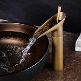 CascadeÉlan Luxury Waterfall Bathroom Faucet – Single Handle Antique Basin faucet with Hot & Cold Control