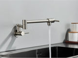 Brushed Gold Wall Mount Kitchen Faucet Premium – Single Cold Water Tap | 360° Swivel Spout | Space Saving Design