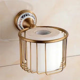 RoyalRetro Antique Brass Bathroom Accessory Set with Ceramic – 5-Piece Vintage Bathroom Collection