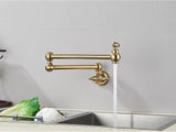 Brushed Gold Wall Mount Kitchen Faucet Premium – Single Cold Water Tap | 360° Swivel Spout | Space Saving Design
