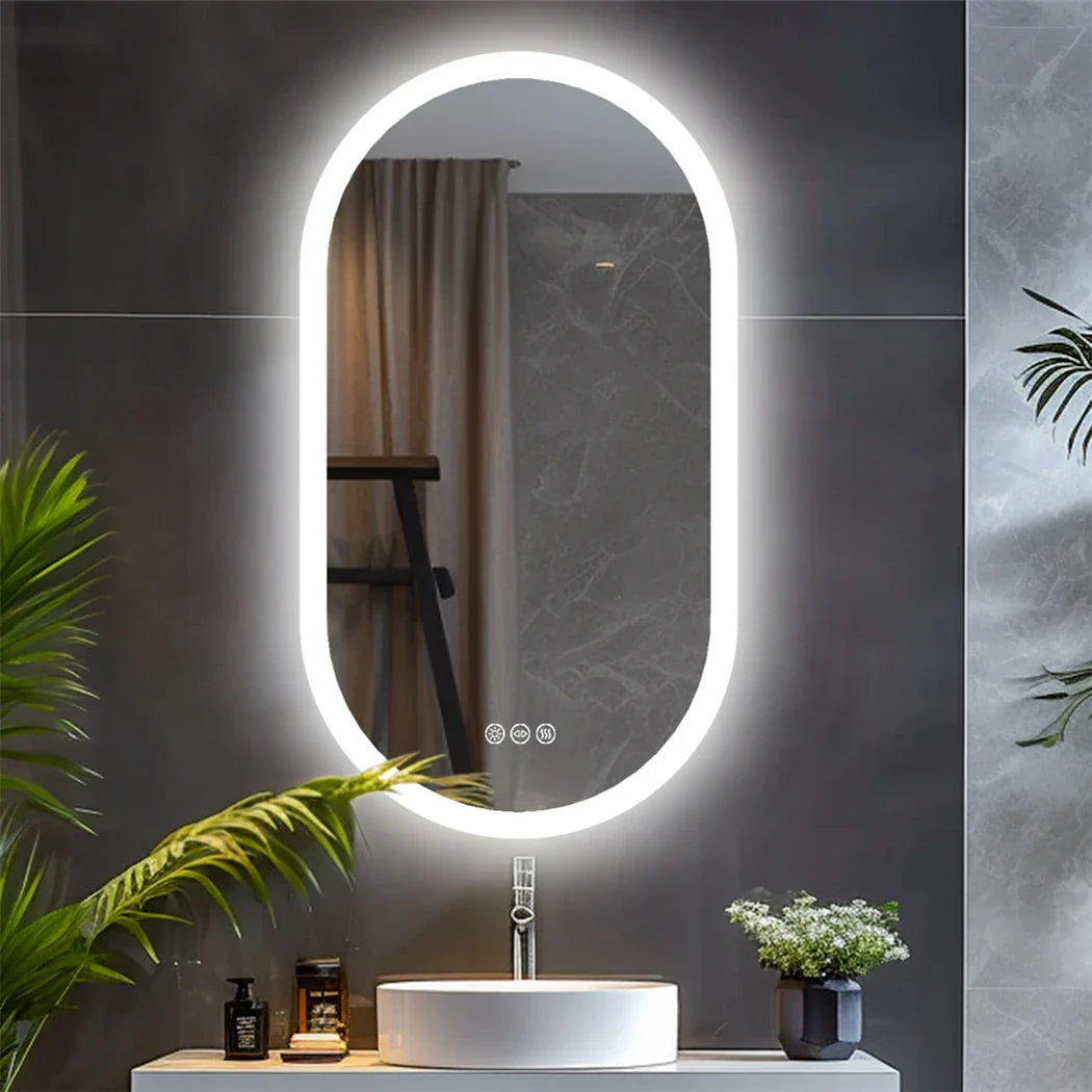LumiOval LED Anti-Fog Bathroom Mirror – 20 x 31.5 in Modern Lighted Wall Vanity Mirror with Aluminum Frame