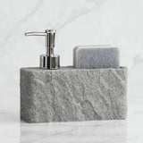 StoneTouch Luxe 2-in-1 Soap Dispenser with Sponge Holder – Modern Stone-Look Kitchen & Bathroom Sink Organizer