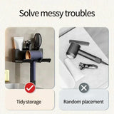 MultiHold Hair Dryer Wall Organizer – No-Drill, Dual-Layer ABS Storage