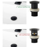 FlowLux Solid Brass Pop-Up Bathroom Sink Drain – Push-Down Stopper with Overflow Option (2.6” Universal Fit)