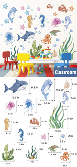 SeaWorld 3D Underwater Wall Stickers – Turtle, Dolphin & Fish Kids Room Décor