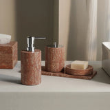 Rubèra Red Travertine Bathroom Set – Vintage Natural Stone Luxury Accessories