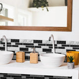LuxeMarmer Black & White Marble Wall Stickers – Self-Adhesive, Waterproof Tile Decals (1–12 Pieces)