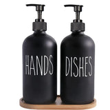 SoapElegance Noir 500 Refillable Soap Dispenser Set – Matte Black Pump Bottles for Kitchen & Bathroom