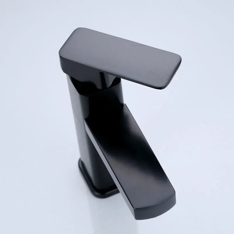 Modern Deck Mounted Black and Chrome Bathroom Faucet with Dual Temperature faucet