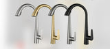 Pull-Out Kitchen Faucet in Brushed Gold Stainless Steel – Modern Sink Mixer for Hot and Cold Water