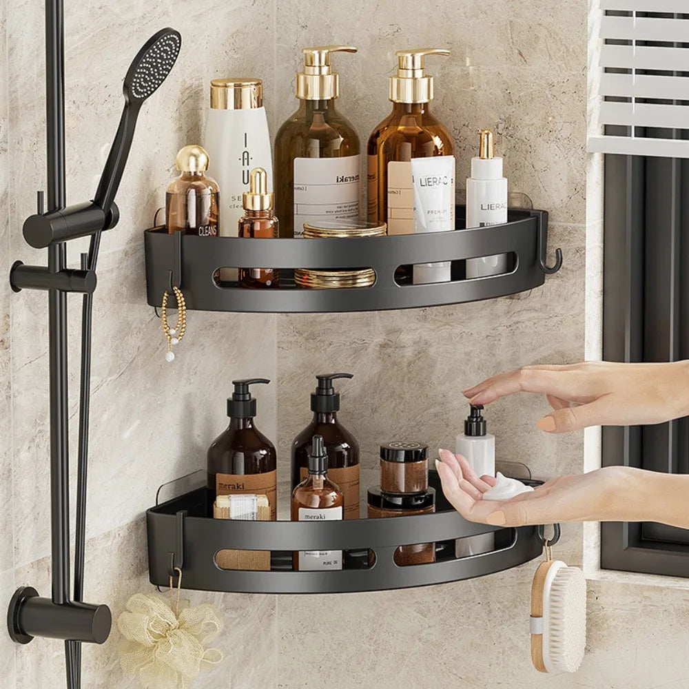 AquaGrip No-Drill Shower Organizer Set – Waterproof Adhesive Bathroom Shelf System (1, 2 or 3 Pack) – Heavy-Duty Wall Storage for Shampoo, Soap & Essentials