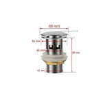 FlowLux Solid Brass Pop-Up Bathroom Sink Drain – Push-Down Stopper with Overflow Option (2.6” Universal Fit)