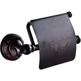RetroRoll Black Antique Toilet Paper Holder – Vintage Forged Iron Design with Decorative Engraving | Classic Bathroom Accessory