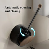 PureClean WallBrush – No-Drill Wall-Mounted Toilet Brush with Long Handle & Wood Finish