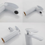 White Brass Waterfall Bathroom Sink Faucet with Single Handle Hot and Cold Mixer