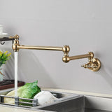 Brushed Gold Wall Mount Kitchen Faucet Premium – Single Cold Water Tap | 360° Swivel Spout | Space Saving Design