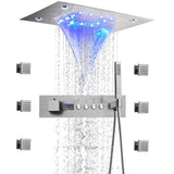 LumiTherm Smart LED Thermostat Shower Valve – Brass, Matte Black, Square Flow