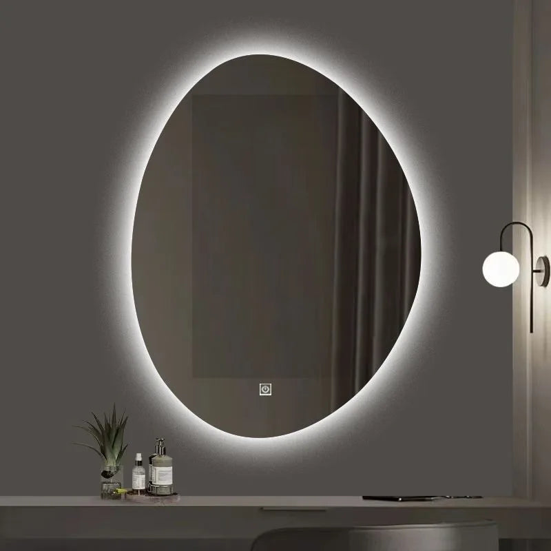Lumora Irregular-Shaped LED Bathroom Mirror – Touchscreen Control & Smart Lighting