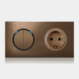 CaffèRetro Vintage Wall Switch & Outlet – Coffee Brown with LED Indicator (110–250V)