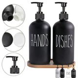 SoapElegance Noir 500 Refillable Soap Dispenser Set – Matte Black Pump Bottles for Kitchen & Bathroom
