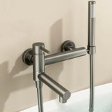 Wall Mounted Bathtub Faucet with Swivel Spout and Hand Shower – Durable Stainless Steel Hot and Cold Mixer