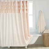 BohoChic SerenityWeave Waterproof Shower Curtain – Beige/Ivory Polyester Fabric, Bohemian Farmhouse Style with Rust-Resistant Metal Grommets