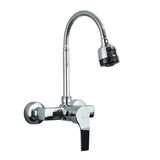 Wall-Mounted Kitchen Faucet with Flexible Spout, 360° Rotation and Dual Spray Function