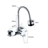 Wall-Mounted Kitchen Faucet with Flexible Spout, 360° Rotation and Dual Spray Function