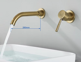 Aureva LuxaWall Elite – Brushed Gold Wall-Mount Concealed Bathroom Faucet | Solid Brass Luxury Sink Mixer