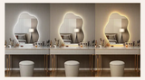 NordiGlow AuraCurve LED Wall Mirror – Scandinavian Irregular Lighted Vanity Mirror for Bathroom, Bedroom & Living Room