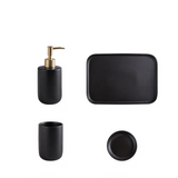 ScandiLuxe 4-Piece Scandinavian Bathroom Set – Ceramic Hygiene Essentials with Toothbrush Cup