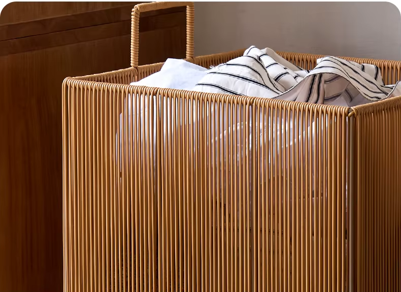 LaundrEase Aesthetic Laundry Basket – Breathable Mesh Hamper with Handles for Organized Homes