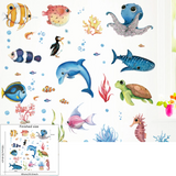 SeaWorld 3D Underwater Wall Stickers – Turtle, Dolphin & Fish Kids Room Décor
