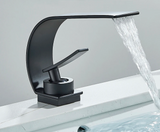 Sleek Waterfall Bathroom Faucet with Single Handle – Modern Brass Basin Mixer for Hot and Cold Water